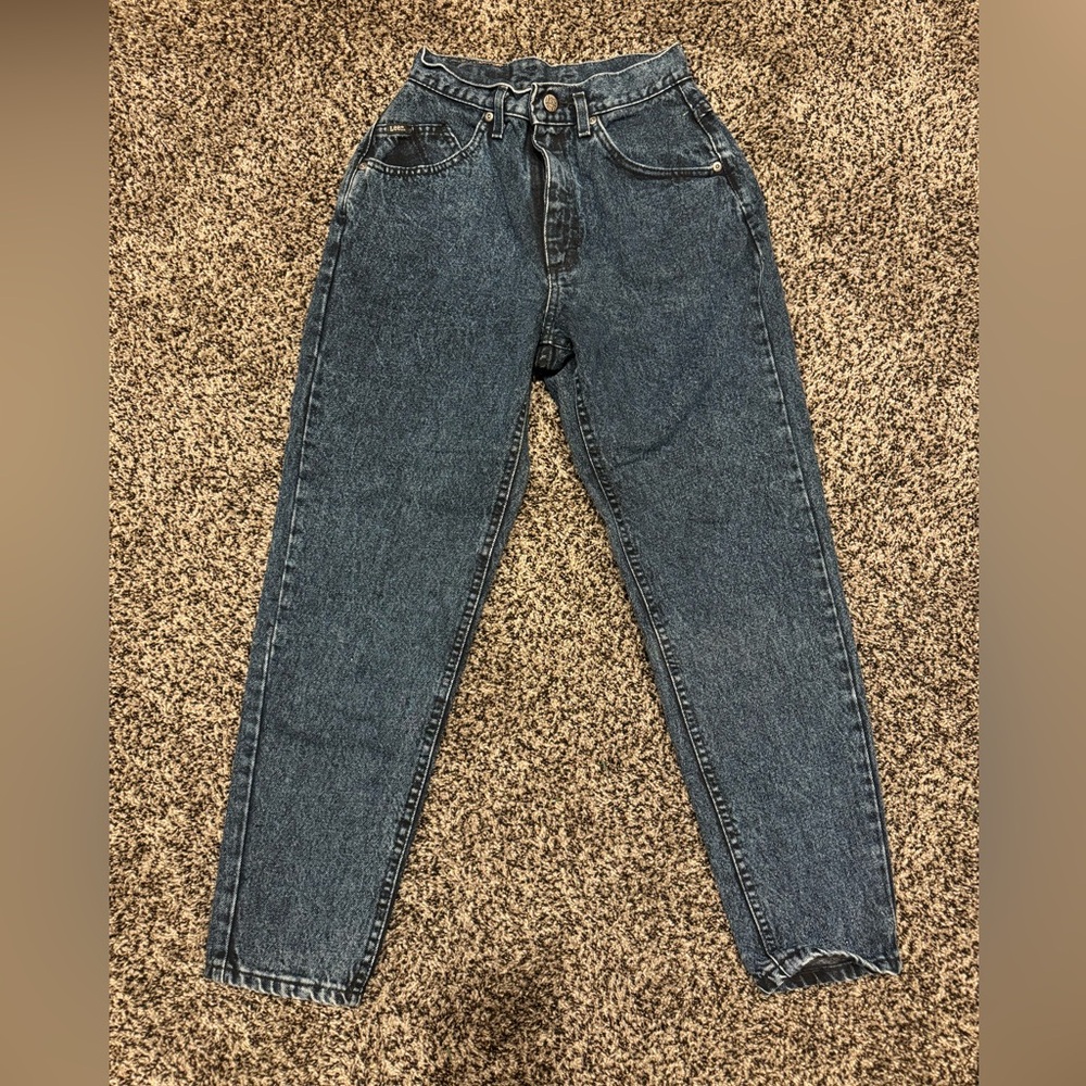 LEE Vintage High Rise Straight Leg Dark Acid Wash Jeans 24” waist